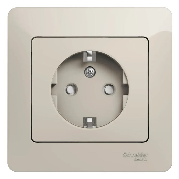 GLOSSA РОЗЕТКА с заземлением со шторками, 16А, в сборе, МОЛОЧНЫЙ GSL000944 - фото 10339
