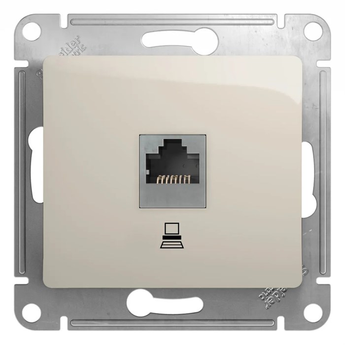 GLOSSA РОЗЕТКА компьютерная RJ45 кат. 5e, механизм, МОЛОЧНЫЙ GSL000981K - фото 10390