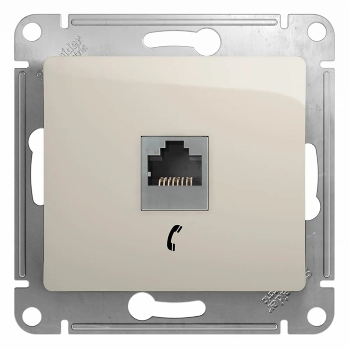 GLOSSA РОЗЕТКА телефонная RJ11, механизм, МОЛОЧНЫЙ GSL000981T - фото 10394