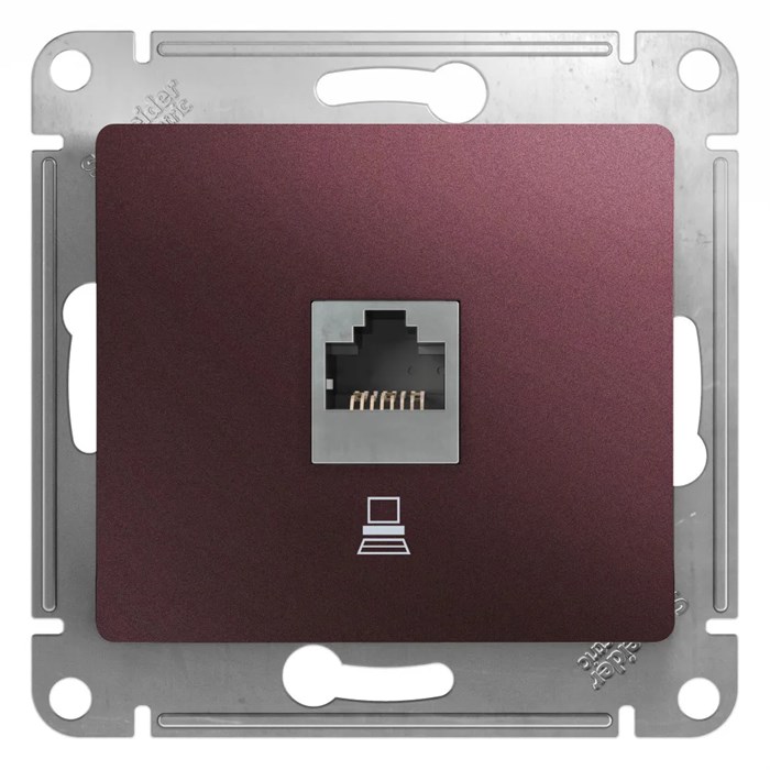 GLOSSA РОЗЕТКА компьютерная RJ45 кат.5Е, механизм, БАКЛАЖАНОВЫЙ GSL001181K - фото 10557