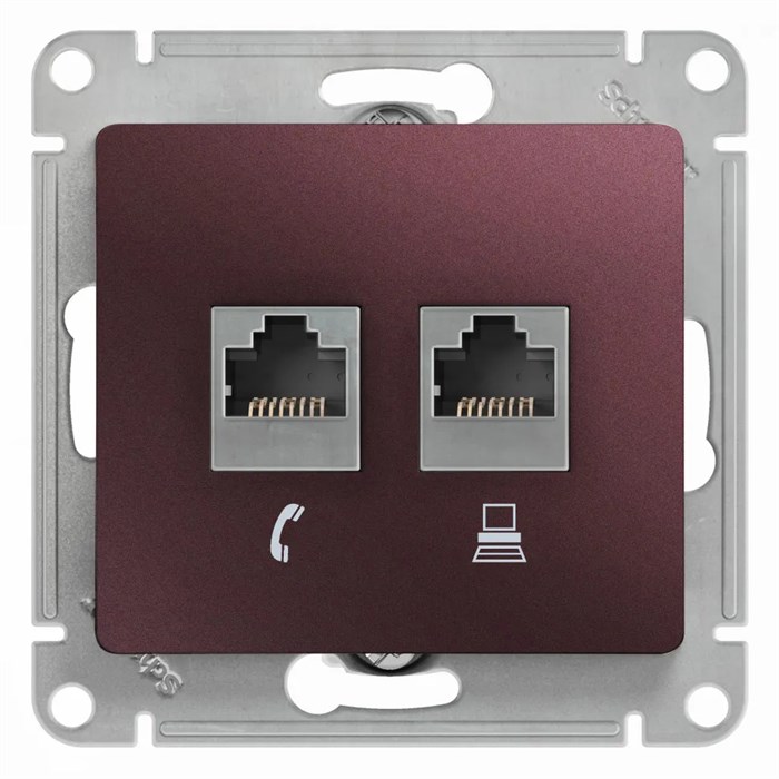 РОЗЕТКА 2-я RJ11+RJ45,кат.5E,БАКЛАЖАН GSL001185 - фото 10563
