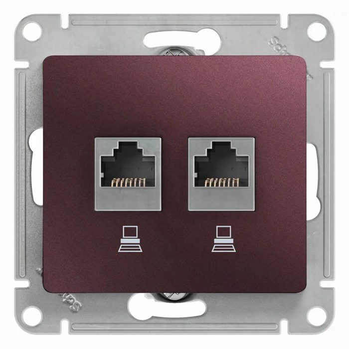 GLOSSA РОЗЕТКА двойная компьютерная RJ45+RJ45, кат.5Е, механизм, БАКЛАЖАНОВЫЙ GSL001185KK - фото 10566