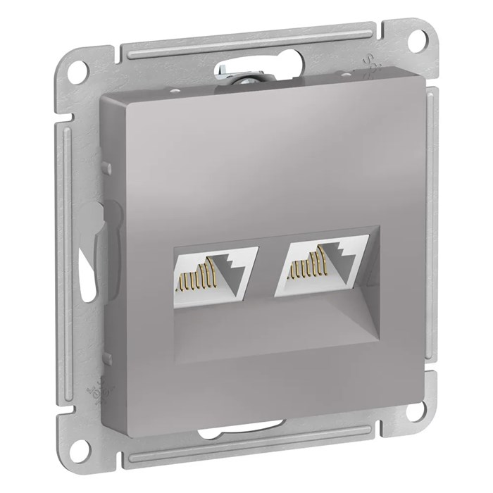 ATLASDESIGN РОЗЕТКА двойная компьютерная RJ45+RJ45 кат. 5e, механизм, АЛЮМИНИЙ ATN000385 - фото 1073