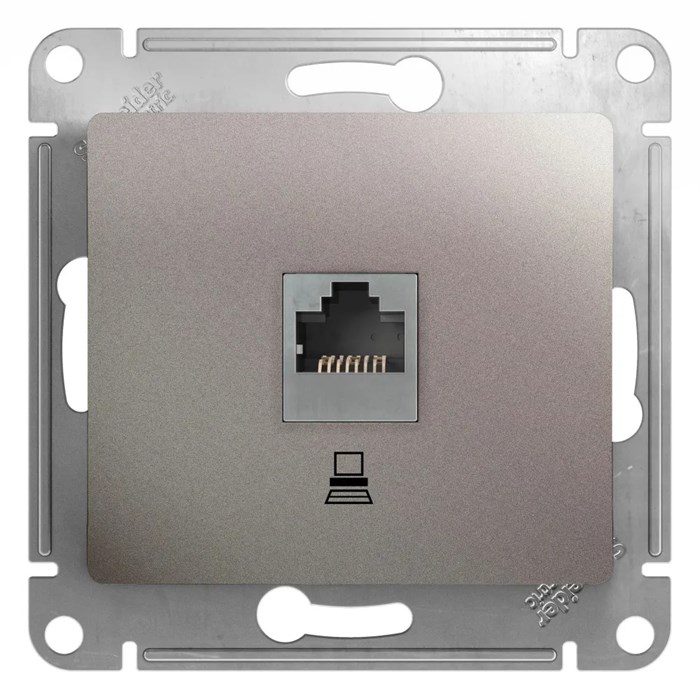 GLOSSA РОЗЕТКА компьютерная RJ45 кат. 5e, механизм, ПЛАТИНА GSL001281K - фото 10802