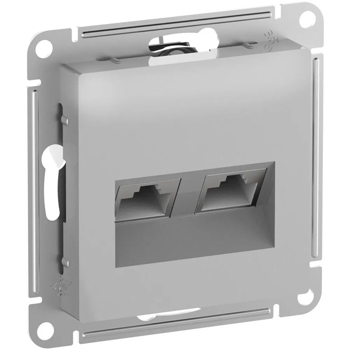 ATLASDESIGN РОЗЕТКА двойная компьютерная RJ45+RJ45 кат. 6А, механизм, АЛЮМИНИЙ ATN000388 - фото 1089