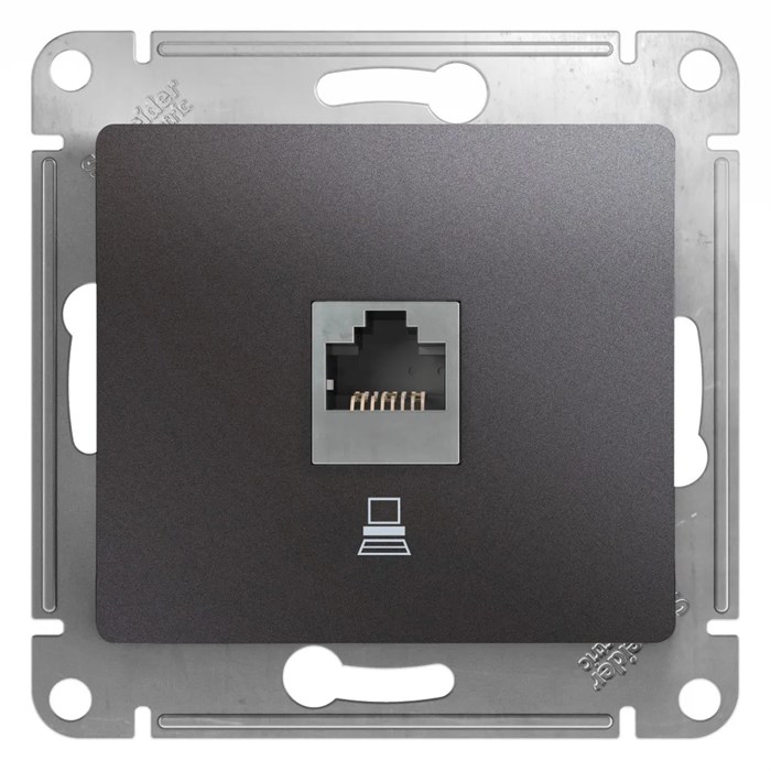 GLOSSA РОЗЕТКА компьютерная RJ45 кат. 5e, механизм, ГРАФИТ GSL001381K - фото 11001