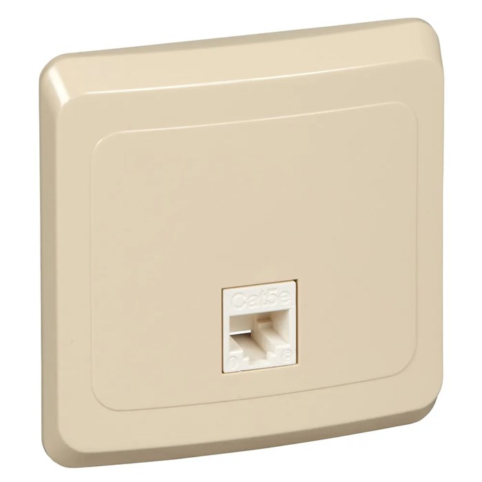 ЭТЮД С/У РОЗЕТКА компьютерная RJ45, кат.5е, КРЕМОВЫЙ KOMC-001K - фото 11213