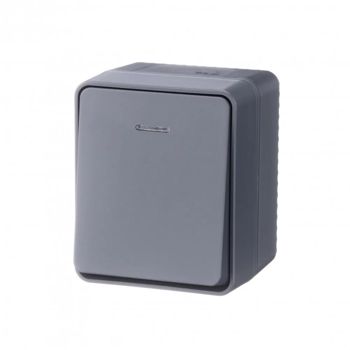 ATLASDESIGN PROFI IP54 О/У 1-клавишный ВЫКЛЮЧАТЕЛЬ с подсветкой, сх.1а, 10АХ, АНТРАЦИТ ATN544013 - фото 11955