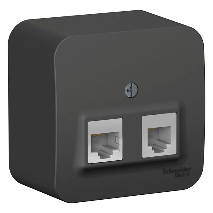 BLANCA О/У РОЗЕТКА двойная: комп.RJ45, кат.5E + телеф. RJ11, ИЗОЛ.ПЛ., АНТРАЦИТ BLNIA045116 - фото 12313
