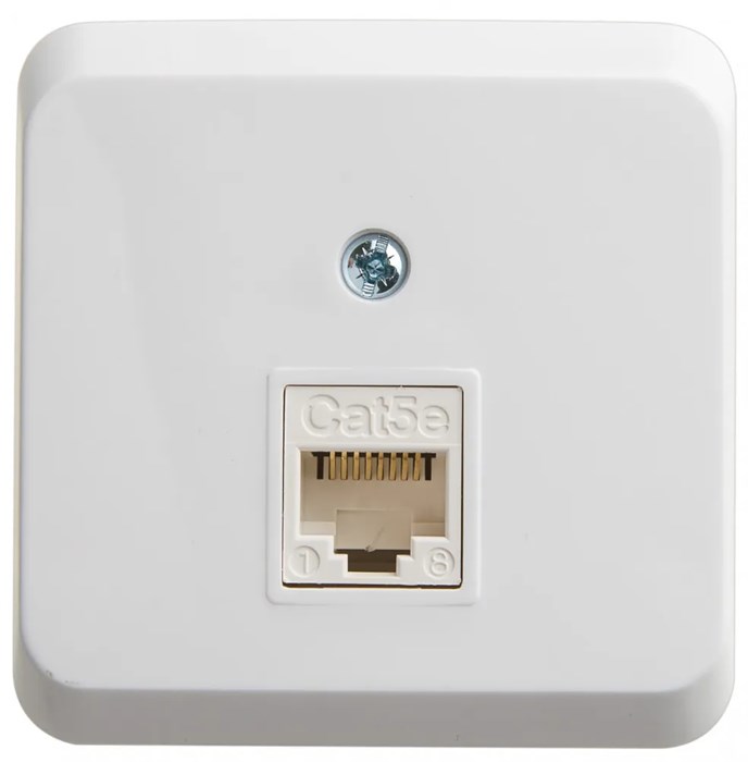 ЭТЮД О/У РОЗЕТКА компьютерная RJ45, кат.5е, БЕЛЫЙ KOMA-001B - фото 13673