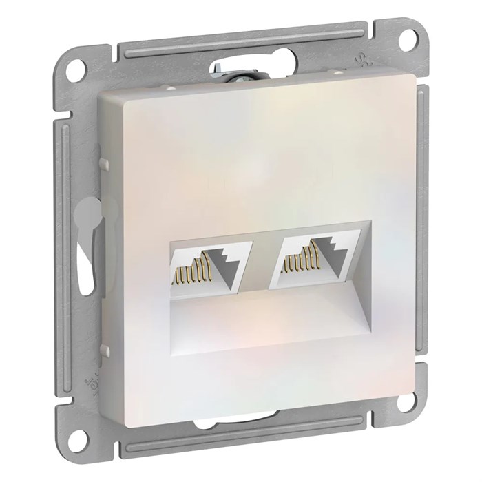 ATLASDESIGN РОЗЕТКА двойная компьютерная RJ45+RJ45 кат. 5e, механизм, ЖЕМЧУГ ATN000485 - фото 1392