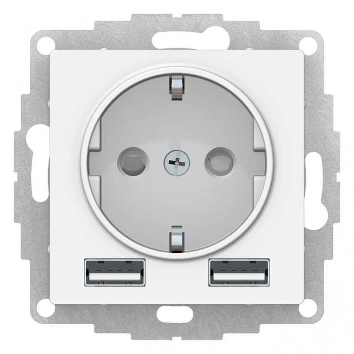 ATLASDESIGN РОЗЕТКА 16А c 2 USB A+A, 5В/2,4А, 2х5В/1,2А, механизм, БЕЛЫЙ ATN000130 - фото 139
