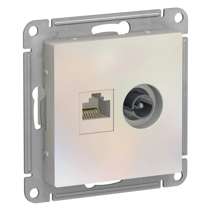 ATLASDESIGN РОЗЕТКА двойная ТВ + компьютерная RJ45 кат. 5e, механизм, ЖЕМЧУГ ATN000489 - фото 1403