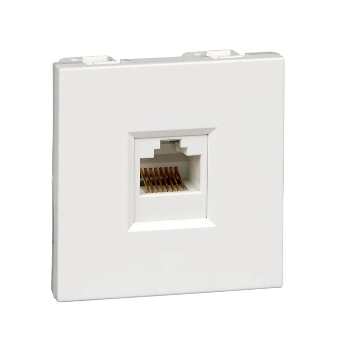 W45 РОЗЕТКА компьютерная 1хRJ45 кат. 5е UTP, 2 модуля (45х45 мм) БЕЛАЯ RIN-144K5E-B - фото 14220