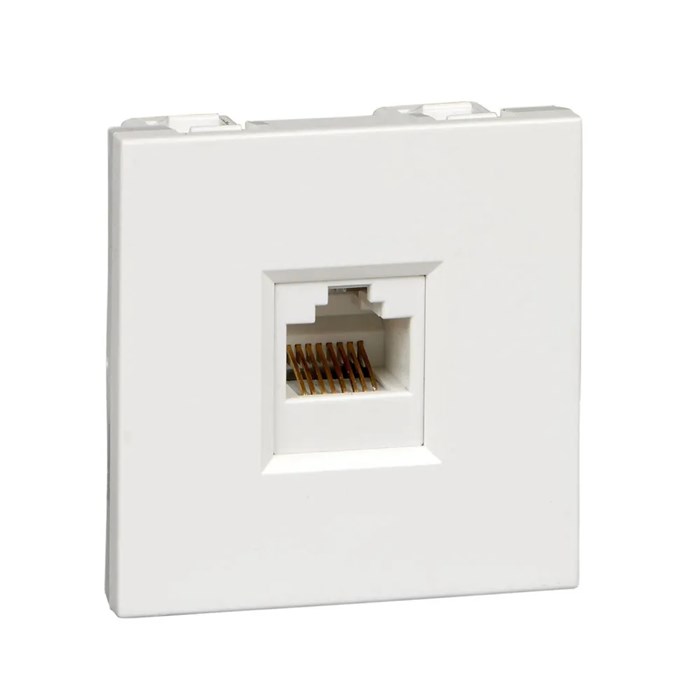 W45 РОЗЕТКА компьютерная 1хRJ45 кат. 5е UTP, 1 модуль (45х22.5 мм) БЕЛАЯ RAL9010 RIN-145K5E-BE - фото 14241