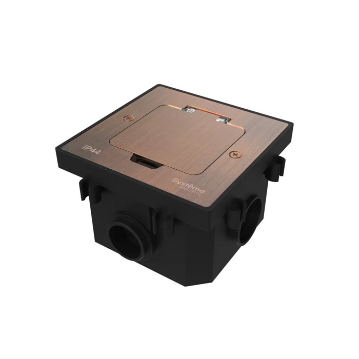 MultiDesk Лючок на 2 модуля IP44 с монтажной коробкой для бетонных полов МЕДЬ, тип MDK20 MDK20202CC - фото 14863