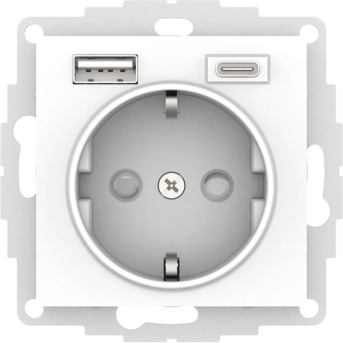 ATLASDESIGN РОЗЕТКА 16А с 2 USB A+C, 5В/2,4А/3,0А, 2х5В/1,5А, механизм, БЕЛЫЙ ATN000132 - фото 148