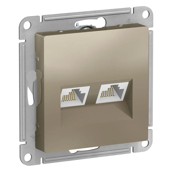 ATLASDESIGN РОЗЕТКА двойная компьютерная RJ45+RJ45 кат. 5e, механизм, ШАМПАНЬ ATN000585 - фото 1695