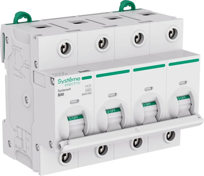 Systeme9 Автоматический выключатель (АВ) 27мм B 80A 4P 10 kA 400В S9H31480 - фото 17116