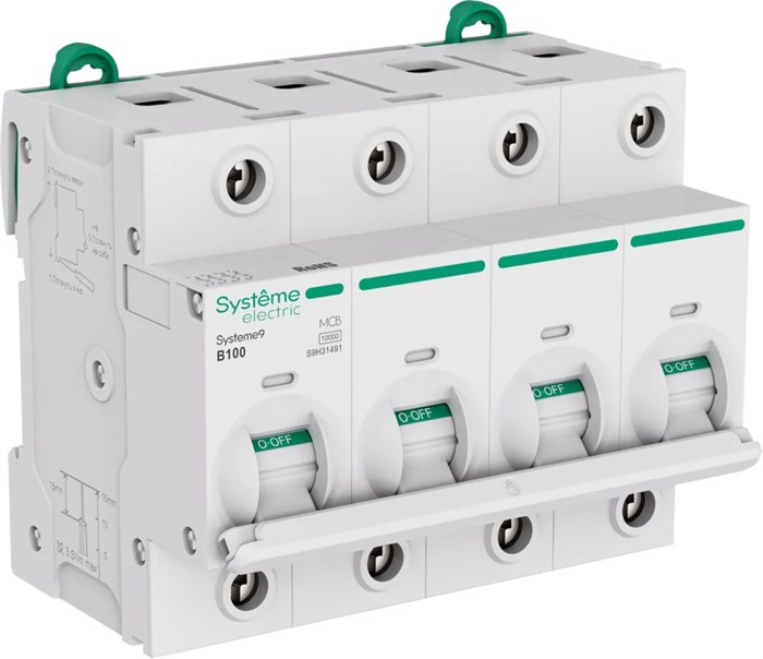 Systeme9 Автоматический выключатель (АВ) 27мм B 100A 4P 10 kA 400В S9H31491 - фото 17118