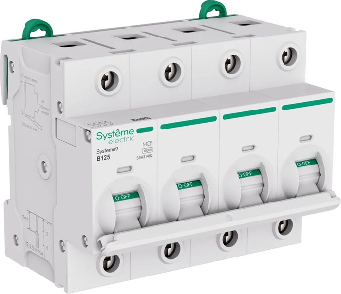 Systeme9 Автоматический выключатель (АВ) 27мм B 125A 4P 10 kA 400В S9H31492 - фото 17120