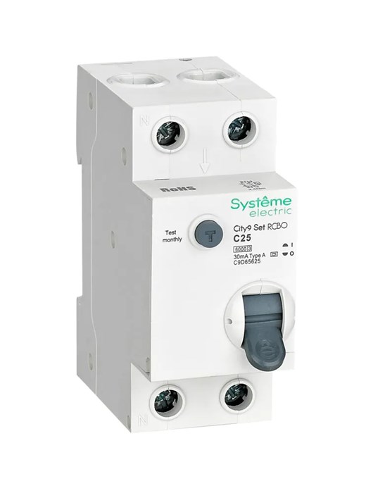 City9 Set Авт. выкл. диф. тока (АВДТ) 1P+N С 25А 6kA 30мА Тип-A 230В C9D65625 - фото 17890