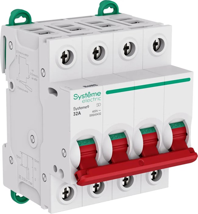 Systeme9 Выключатель нагрузки (ВН) 4P 32A 400В S9S40432 - фото 18274