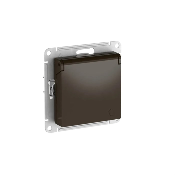 ATLASDESIGN РОЗЕТКА с заземлением со шторками с крышкой,16А,IP20, мех.,быстрозажим. клем., МОККО ATN000646S - фото 1925