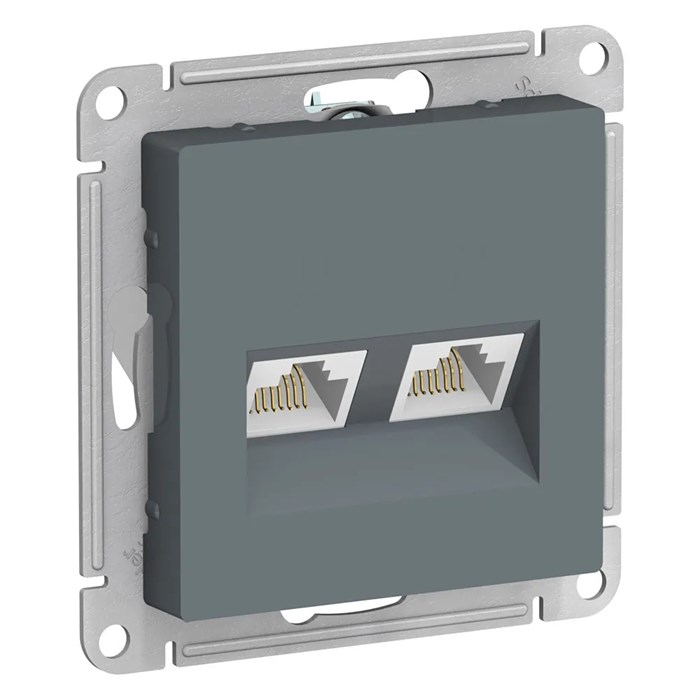 ATLASDESIGN РОЗЕТКА двойная компьютерная RJ45+RJ45 кат. 5e, механизм, ГРИФЕЛЬ ATN000785 - фото 2351