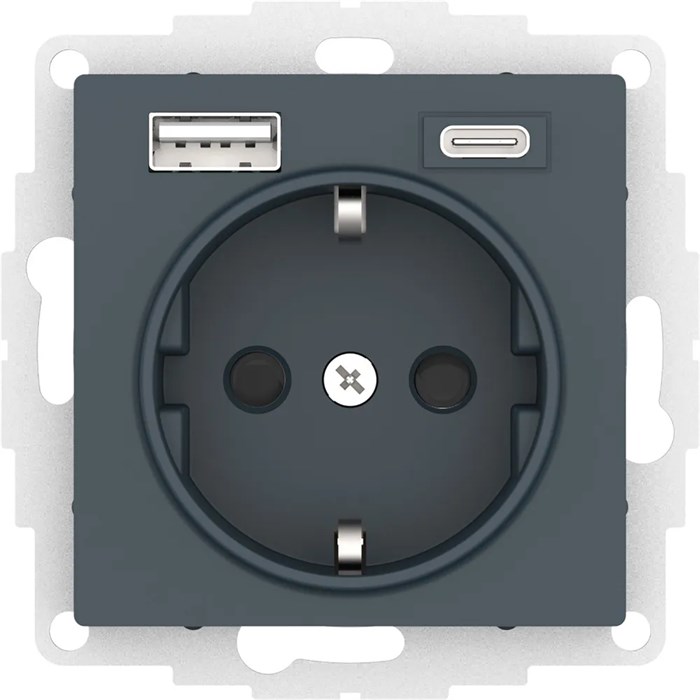 ATLASDESIGN РОЗЕТКА 16А c 2 USB A+C, 5В/2,4А/3,0А, 2х5В/1,5А, механизм, ИЗУМРУД ATN000832 - фото 2496