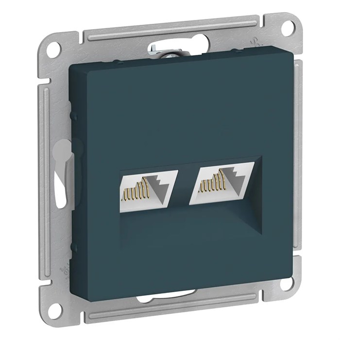 ATLASDESIGN РОЗЕТКА двойная компьютерная RJ45+RJ45 кат. 5e, механизм, ИЗУМРУД ATN000885 - фото 2645