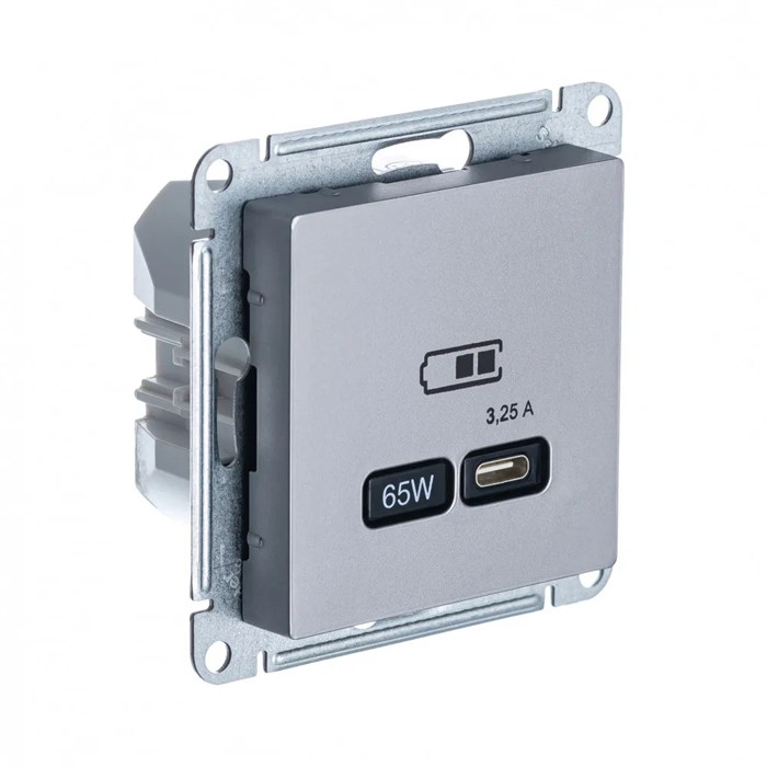 ATLASDESIGN USB РОЗЕТКА тип-С 65Вт высокоскор.заряд. QC, PD, механизм, СТАЛЬ ATN000927 - фото 2765
