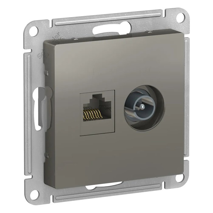 ATLASDESIGN РОЗЕТКА двойная ТВ + компьютерная RJ45 кат. 5e, механизм, СТАЛЬ ATN000989 - фото 2947