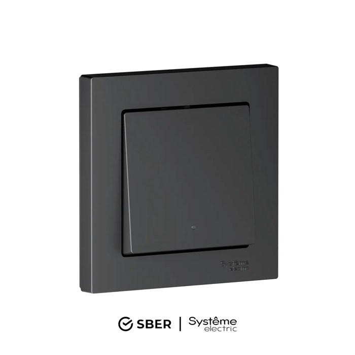 ATLASDESIGN SMART 1-кл. ВЫКЛЮЧАТЕЛЬ с подсв., Zigbee, сх.1, L+N, 10А, мех., КАРБОН ATN001013Z - фото 3024