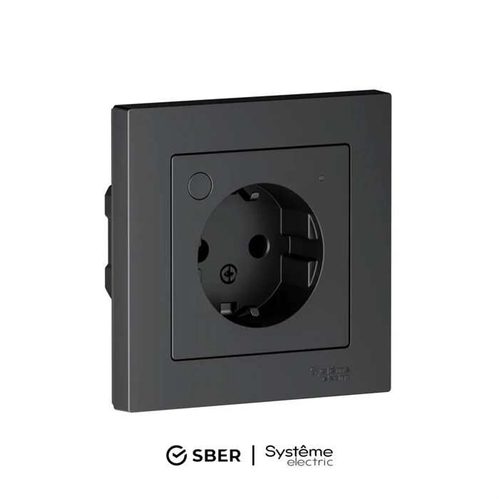 ATLASDESIGN SMART РОЗЕТКА с заземл., со шт., Zigbee, L+N, 16А, мех., КАРБОН ATN001045Z - фото 3171