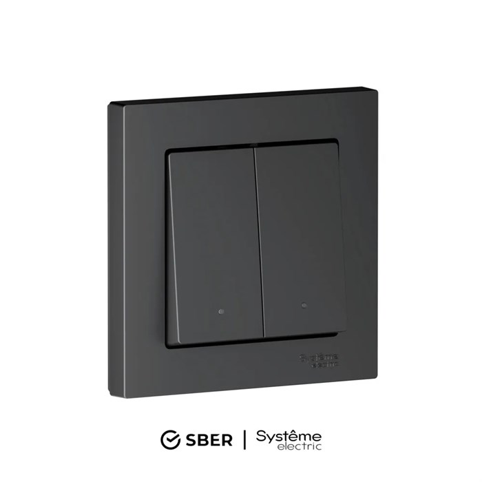 ATLASDESIGN SMART 2-кл. ВЫКЛЮЧАТЕЛЬ с подсв., Zigbee, сх.5, L+N, 10А, мех., КАРБОН ATN001053Z - фото 3225