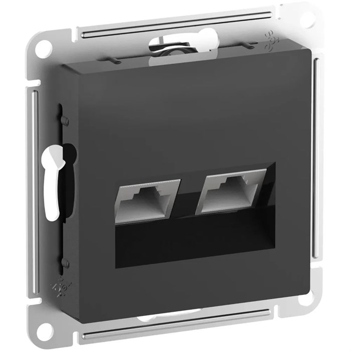 ATLASDESIGN РОЗЕТКА двойная компьютерная RJ45+RJ45 кат. 6А, механизм, КАРБОН ATN001088 - фото 3301