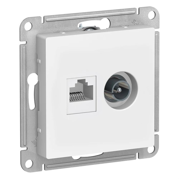 ATLASDESIGN РОЗЕТКА двойная ТВ + компьютерная RJ45 кат. 5e, механизм, БЕЛЫЙ ATN000189 - фото 371