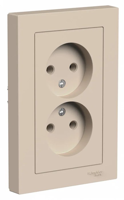 ATLASDESIGN РОЗЕТКА двойная без заземления, 16А, в сборе, ПЕСОЧНЫЙ ATN001220 - фото 3725