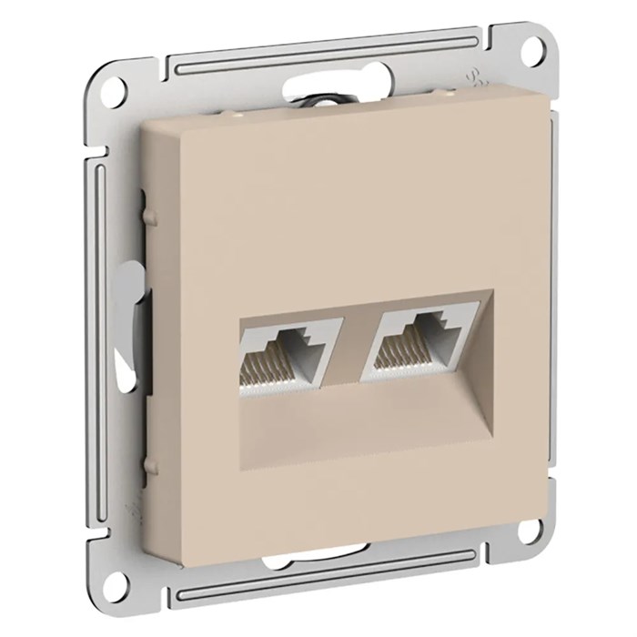 ATLASDESIGN РОЗЕТКА двойная компьютерная RJ45+RJ45 кат. 5e, механизм, ПЕСОЧНЫЙ ATN001285 - фото 3939