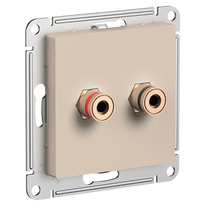 ATLASDESIGN АУДИОРОЗЕТКА двойная, ПЕСОЧНЫЙ ATN001287 - фото 3949
