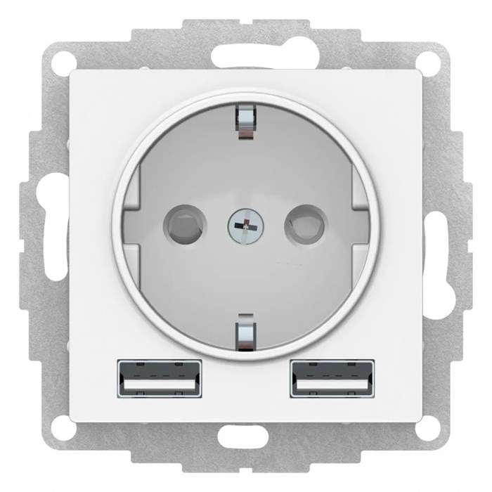 ATLASDESIGN РОЗЕТКА 16А c 2 USB A+A, 5В/2,4А, 2х5В/1,2А, механизм, ЛОТОС ATN001330 - фото 4070
