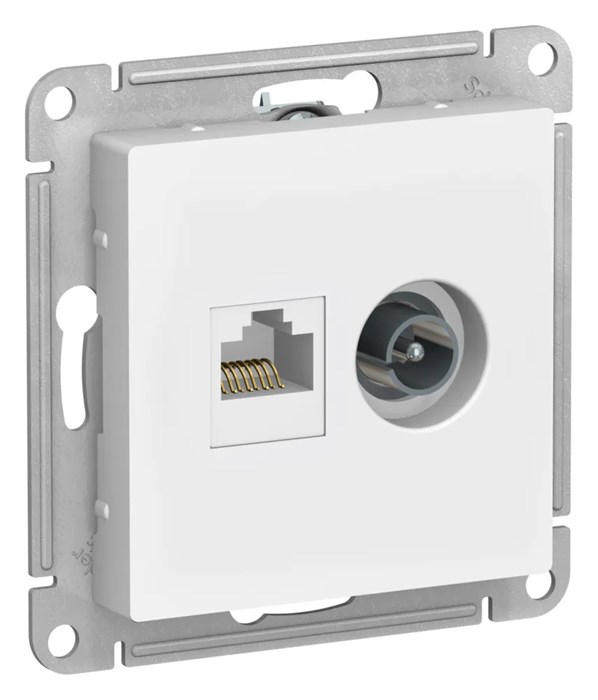 ATLASDESIGN РОЗЕТКА двойная ТВ + компьютерная RJ45 кат. 5e, механизм, ЛОТОС ATN001389 - фото 4187