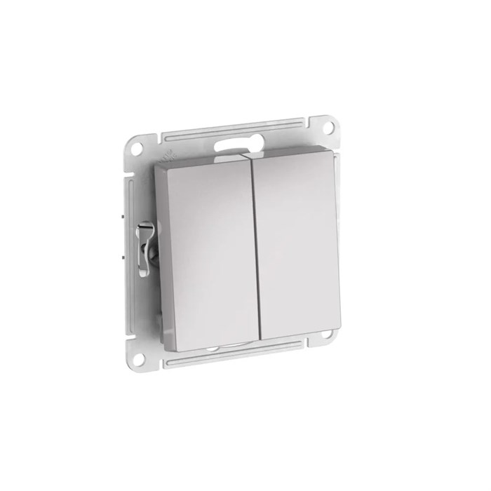 ATLASDESIGN AQUA 2-клавишный ВЫКЛЮЧАТЕЛЬ, IP44, сх.5, 10АХ, мех., быстрозажим. клем., АЛЮМИНИЙ ATN440351S - фото 5406