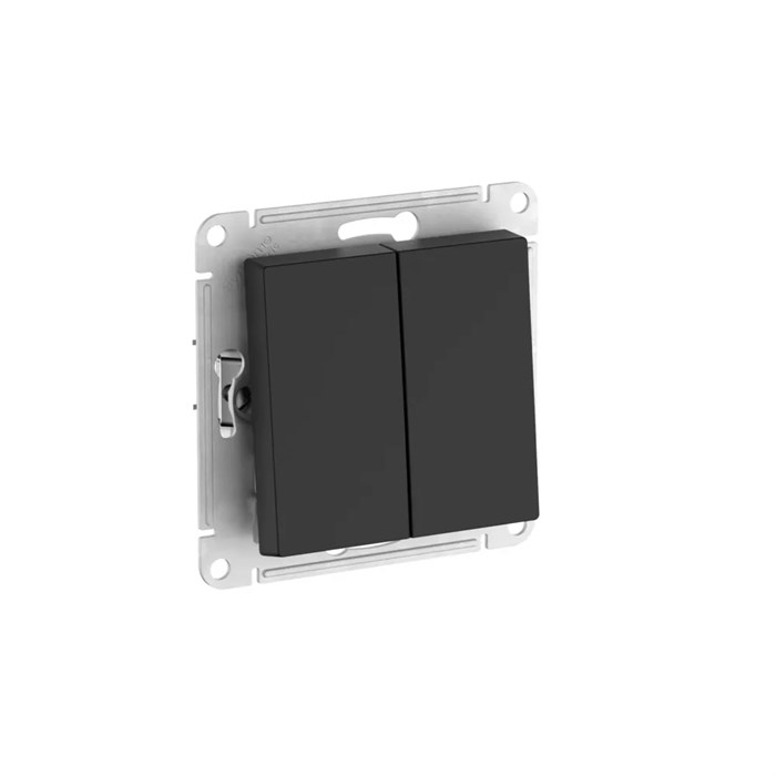 ATLASDESIGN AQUA 2-клавишный ВЫКЛЮЧАТЕЛЬ, IP44, сх.5, 10АХ, мех., быстрозажим. клем., КАРБОН ATN441051S - фото 5455