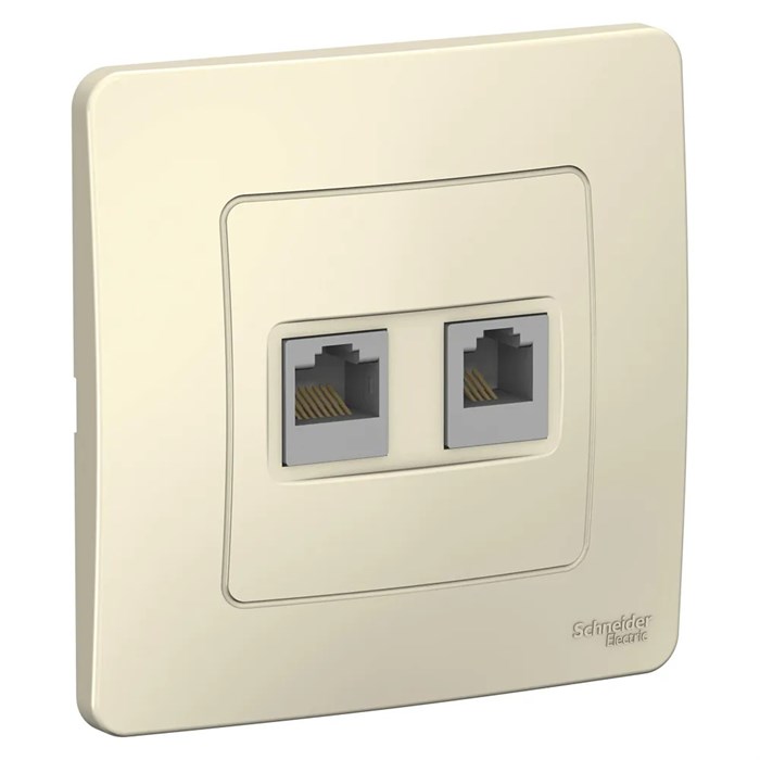 BLANCA С/У РОЗЕТКА двойная: комп.RJ45, кат.5E + телефон. RJ11, МОЛОЧНЫЙ BLNIS045112 - фото 5706