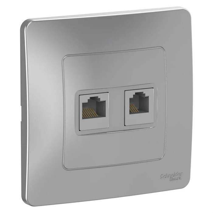 BLANCA С/У РОЗЕТКА двойная: комп.RJ45, кат.5E + телефон. RJ11, АЛЮМИНИЙ BLNIS045113 - фото 5711
