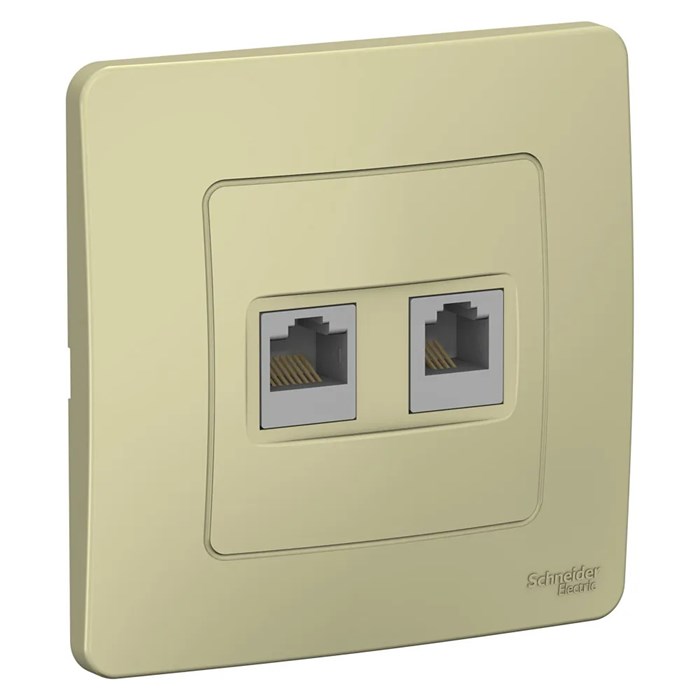 BLANCA С/У РОЗЕТКА двойная: комп.RJ45, кат.5E + телефон. RJ11, БЕЖЕВЫЙ BLNIS045117 - фото 5729