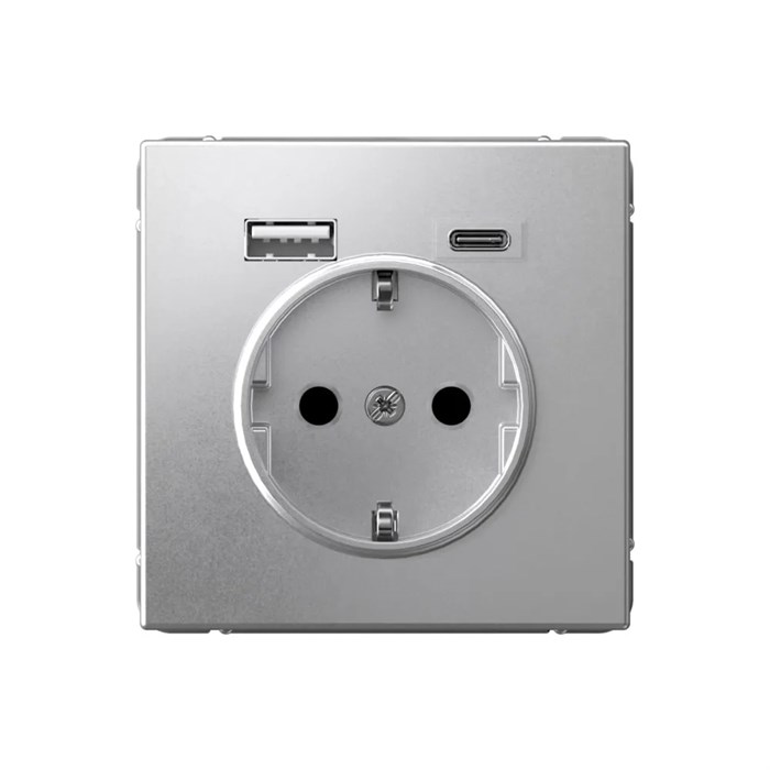 ARTGALLERY РОЗЕТКА 16А с 2 USB A+C, 5В/2,4А/3,0А, 2х5В/1,5А, механизм, АЛЮМИНИЙ GAL000332 - фото 6775