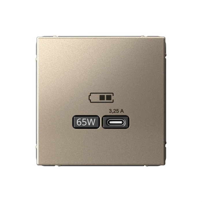 ARTGALLERY USB РОЗЕТКА тип-С 65Вт высокоскор.заряд. QC, PD, механизм, ШАМПАНЬ GAL000527 - фото 6904
